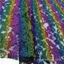 tissus de robe en dentelle de cordon poly feuille multicolore